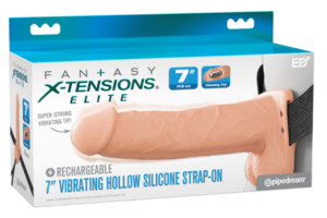 NEW Fantasy X-Tensions Elite 7″ Vibrating Hollow Silicone Strap-On – Light (Was $149.99 Now $114.99)