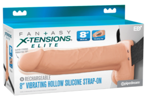 NEW Fantasy X-Tensions Elite 8″ Vibrating Hollow Silicone Strap-On – Light (Was $169.99 Now $129.99)