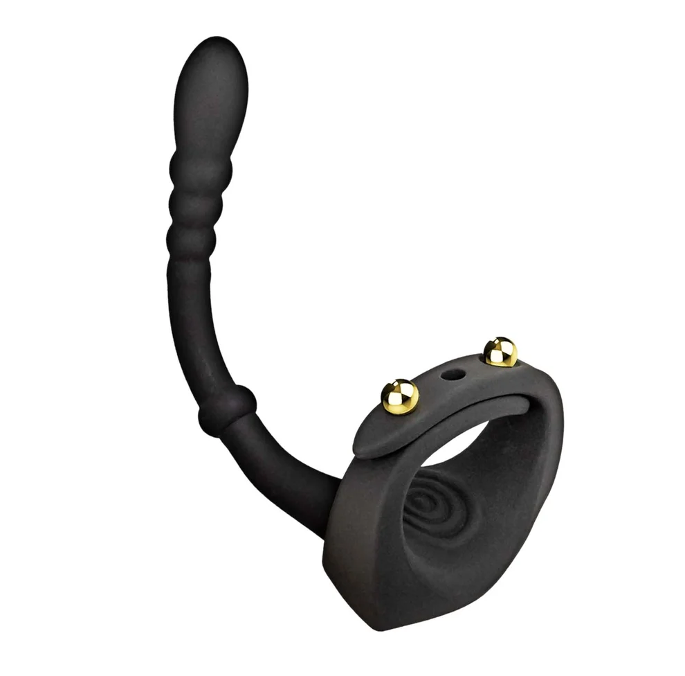 Magic - Dual Pleasure Massager - Cock Ring With Attached Butt Plug , Black - Image 4